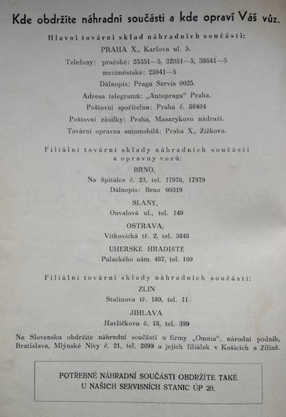 AERO-MINOR Katalog 1948 seznam nahradnich dilu