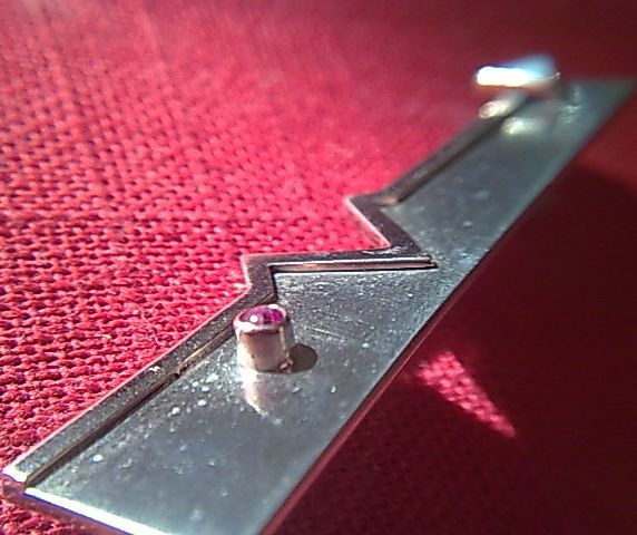 AuAg Brož Art Deco Rubin Opál Zlato stříbro