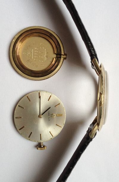 Hodinky OMEGA ultra slim 14kt GOLD 585 - náramkové mechanické - luneta guilosch