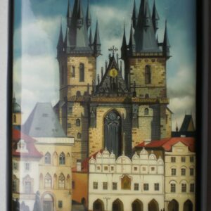 R Krabička lakovaná nádherná ruční miniaturní malba - motiv Praha - R_a 001