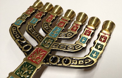 Menora cestovní Sedmiramenný židovský svícen v11cm