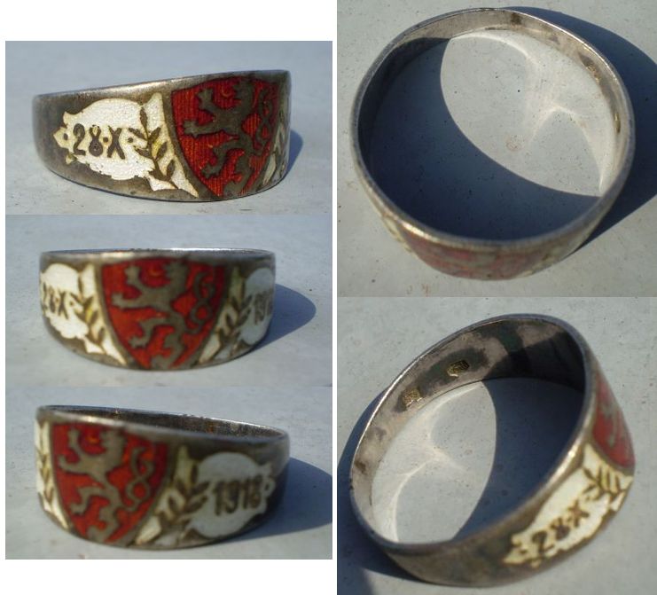 Prsten legionářů. Legionářský prsten se znakem českého lva 1918